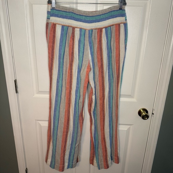 Cato Multicolor Striped Wide Leg Pants Linen Blend Size Large NWT - Picture 4 of 11